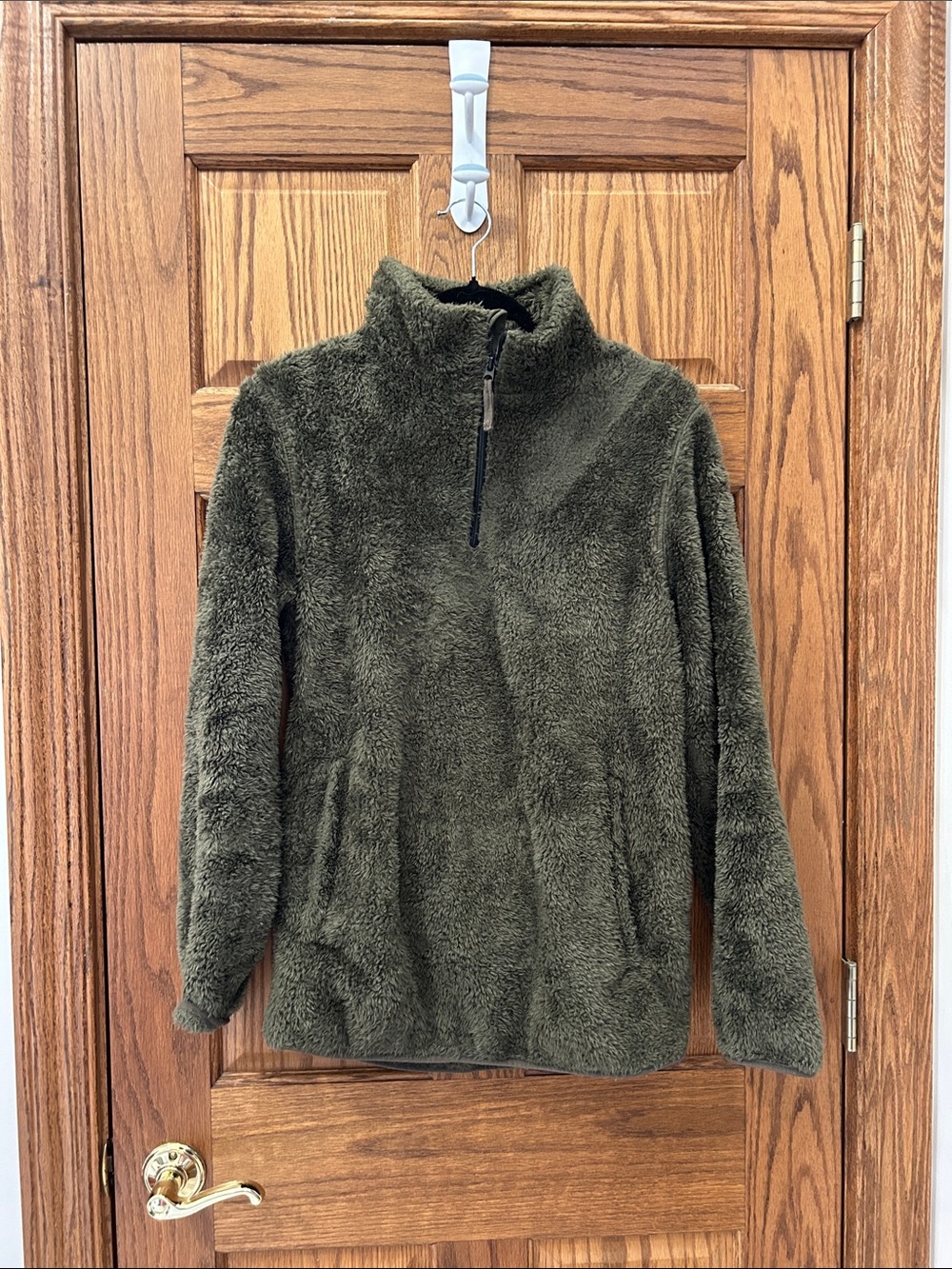 Goodfellow & Co Olive Green Plush Half-Zip Teddy Jacket